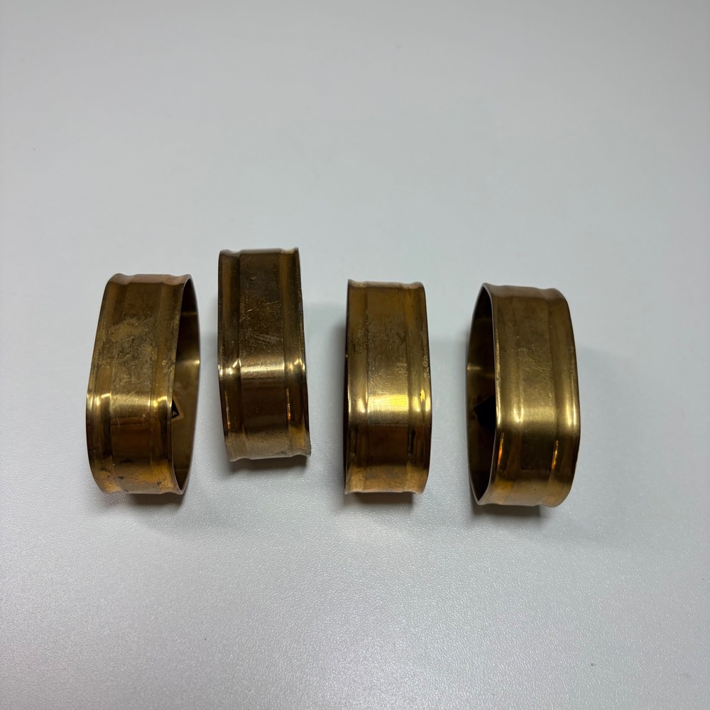 Vintage Napkin Rings Set of 4 Oval Gold Tone Made in India Mid Century